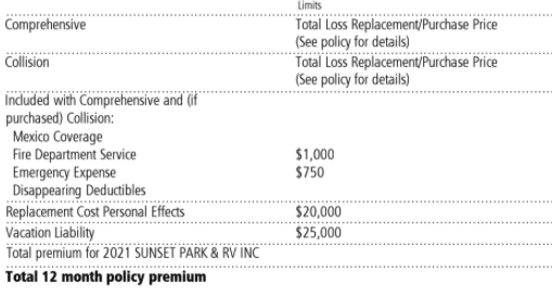 progressive camper rv policy