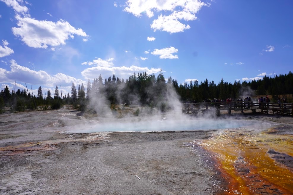 HOT SPRINGS ORANGE TURQUOISE NATURE STEAM LAKE