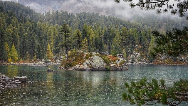 raining nature camping lake