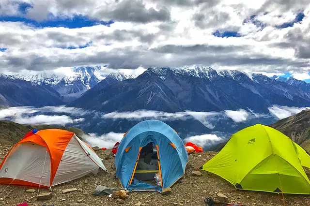 camping tent mountains