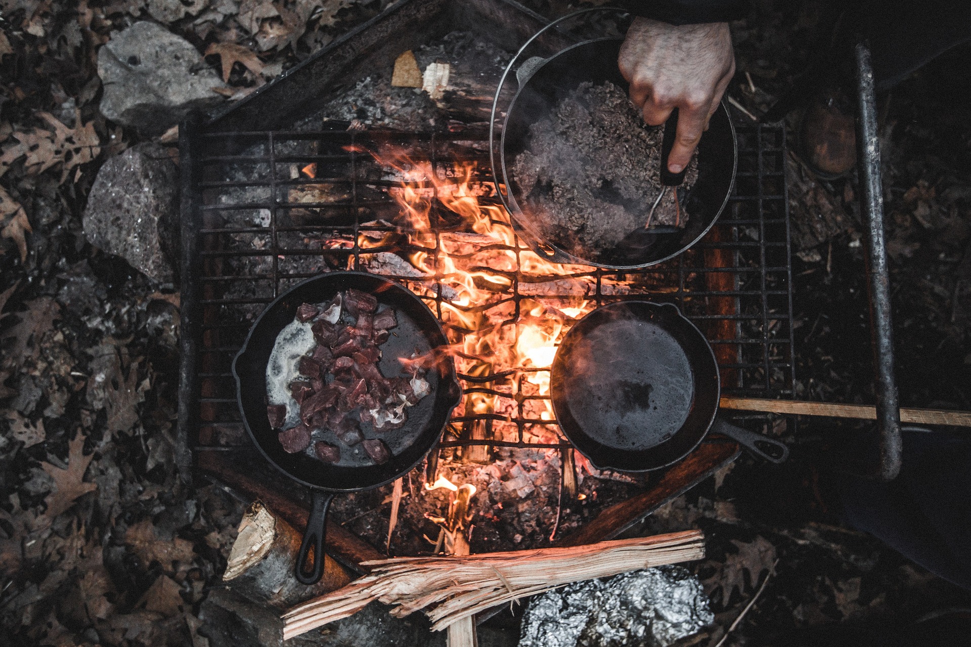 cooking over a campfire 