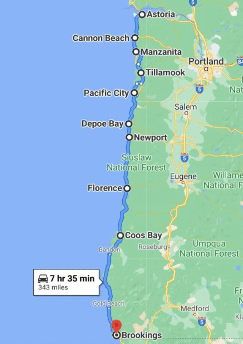 oregon coast road trip map