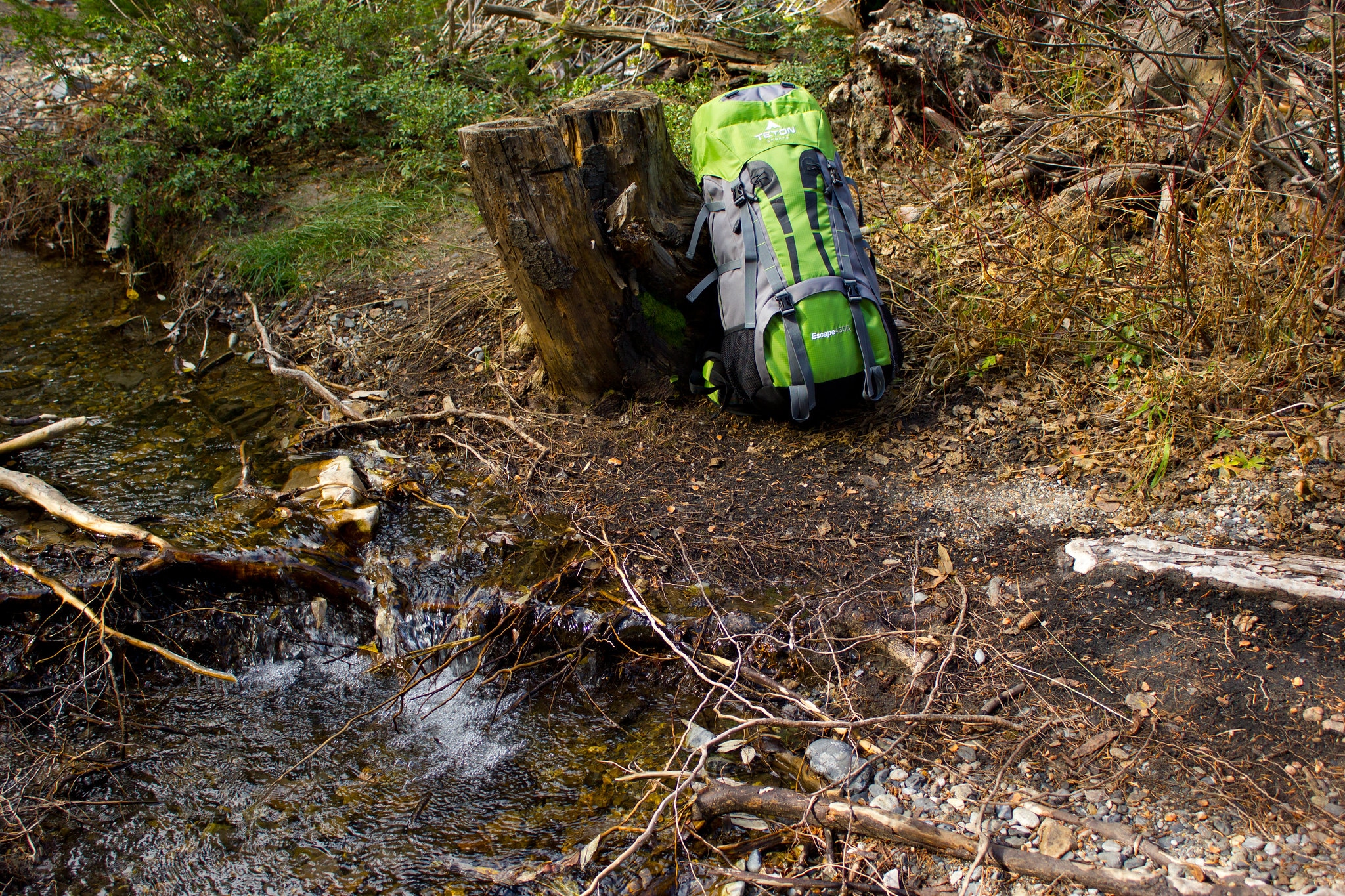 backpack hiking creek flickr