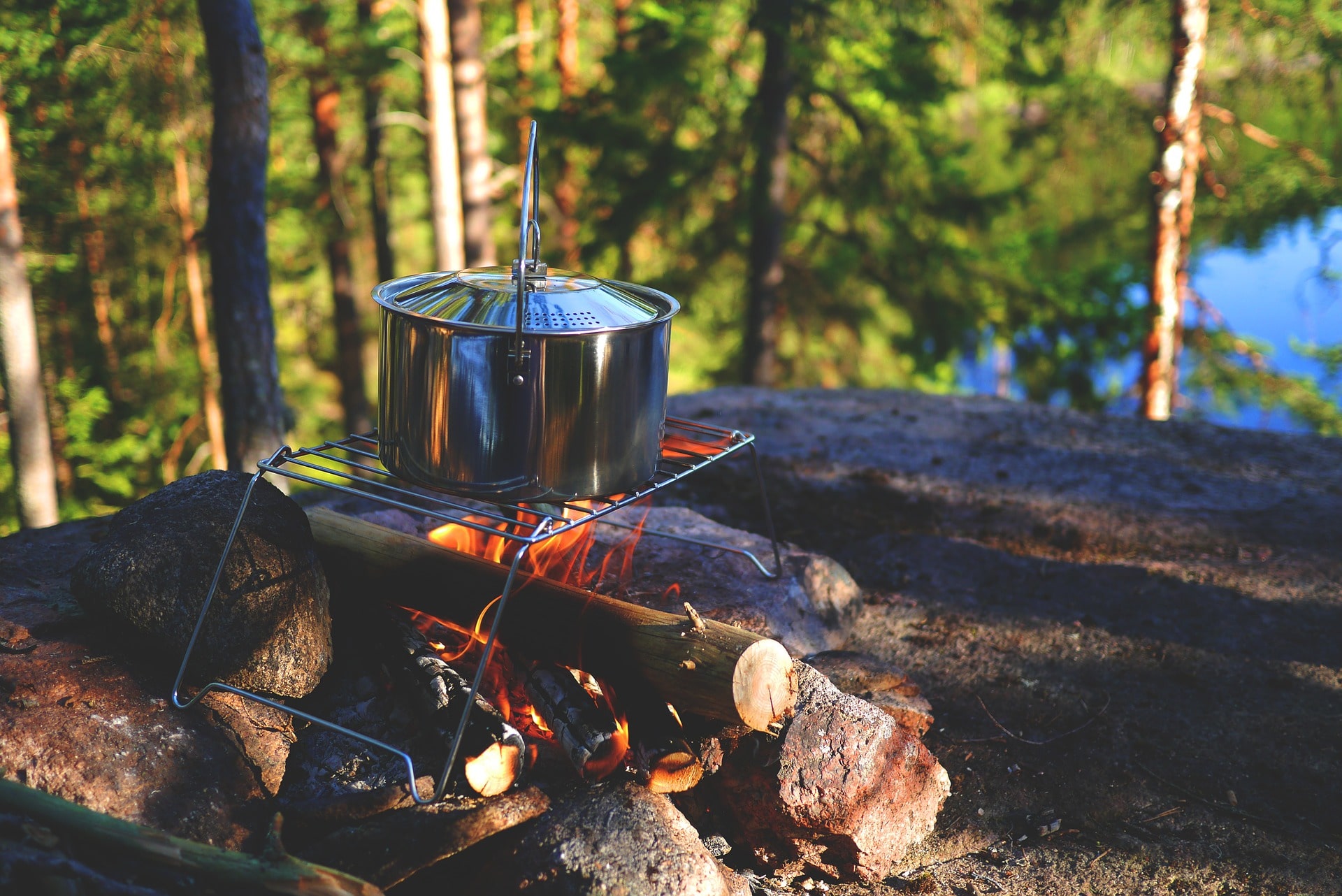 camping cook pot campfire